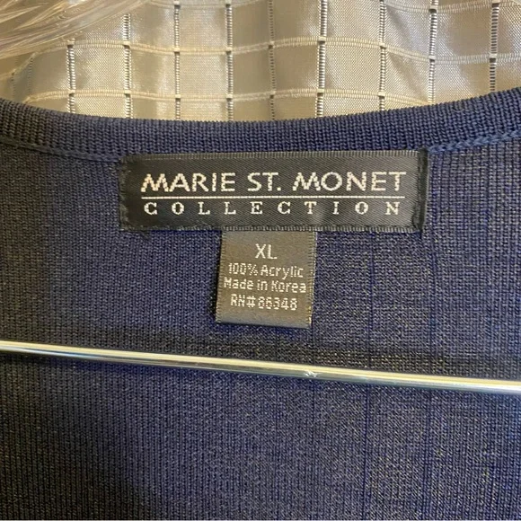 Marie St. Monet Striped Navy Blue/White/Red Cardigan XL - Picture 7 of 7